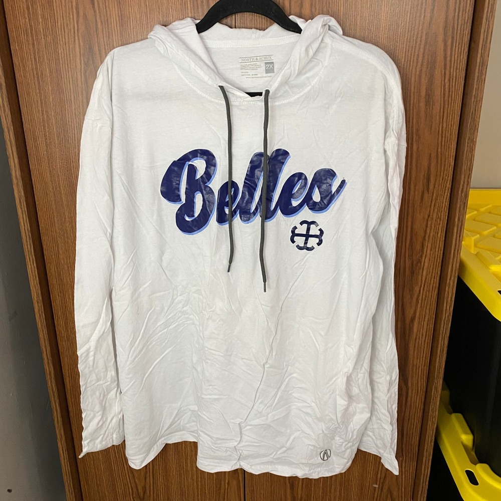 North & Acrux Belles Graphic Hooded Tee Womens 2X White Long Sleeve